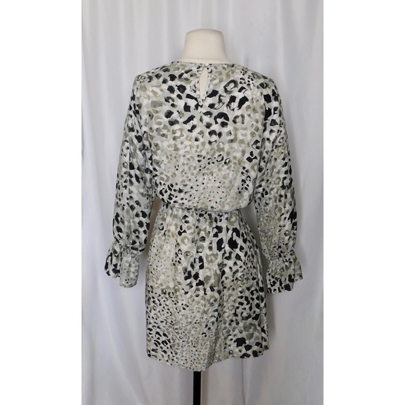 CLOTH & STONE Leopard Print Dress Gray Black Blouson Raglan Animal Wild Small - Picture 7 of 12